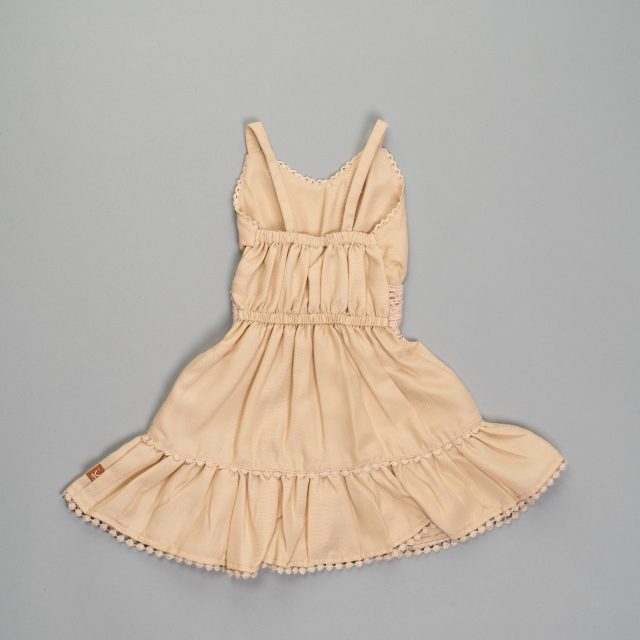 Cream frock with lace for girls by Ten and below